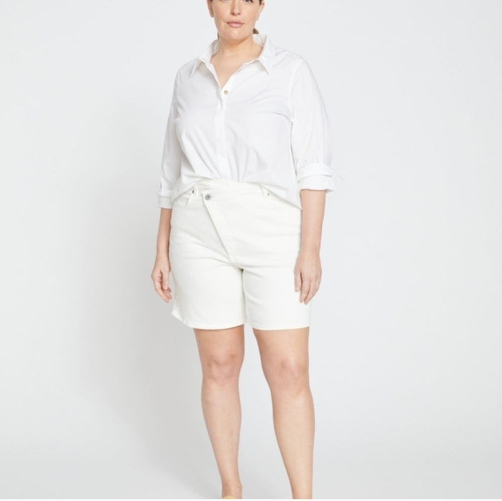 Diagonal Button Up Shorts